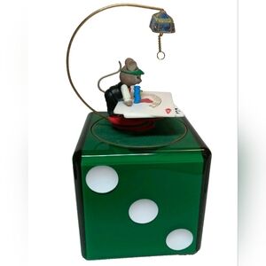 Vintage Enesco 1996 21 Fun Mice ‘n’ Dice Casino mini action musical music box
